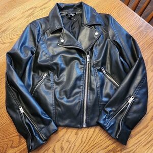 H&M Black Faux Leather Biker Jacket